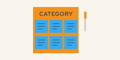 Spójrz na te wszystkie pomysły i spróbuj wymyślić kategorii lub działy, aby je pogrupować